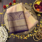 Vriksham Luxury Peach With Violet-Gold Full Brocade Work Kanchi Silk Saree-VS4776