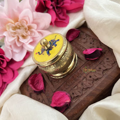 Vriksham Pichwai Kumkum Box/Dabbi-Elephant Print-Yellow-RG223