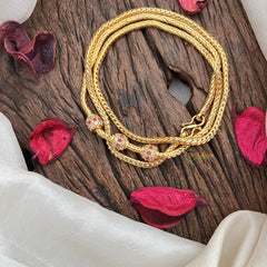 Vriksham Traditional AD Stone Mogappu Chain-White Red-G17783