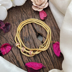 Vriksham Traditional AD Stone Mogappu Chain-White Red-G17783