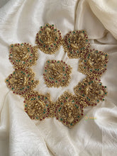 Dual Peacock Lakshmi Jada Billai with Ghungroo - Red & Green - G11448