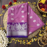 Vriksham Rani Pick Color With Silver Zari Palakku Border Kanchi Silk Saree-VS4748