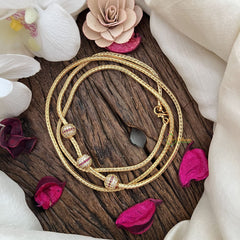 Vriksham Traditional AD Stone Mogappu Chain-White Red-G17782