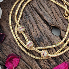 Vriksham Traditional AD Stone Mogappu Chain-White Red-G17782