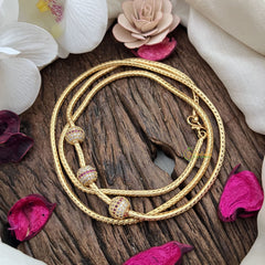 Vriksham Traditional AD Stone Mogappu Chain-White Red-G17782