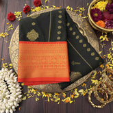 Vriksham Radiant Black With Gold Butta & Veldhaari Zari Border Kanchi Silk Saree-VS4768