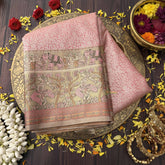 Vriksham Pastel Pink With Minakari Work & Full Silver Zari Kanchi Silk Saree-VS4780