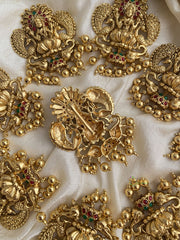 Premium Gold Look Alike Dual Peacock Lakshmi Jada Billai - G11449