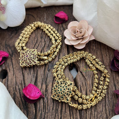 Vriksham Traditional Reversible Moggapu Chain-Red Green-G17780