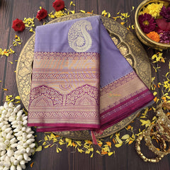 Vriksham Soft Lavender With Grand Paisley Design Minakari Work Kanchi Silk Saree-VS4784