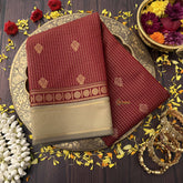 Vriksham Traditional Maroon Podi kattam With Gold Zari Kanchi Silk Saree-VS4757