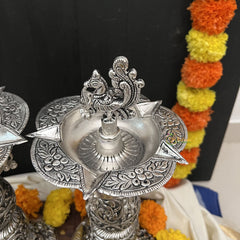 Vriksham Antique Oxidized Silver Traditional Lamp / Samai for Puja Rituals-RG190