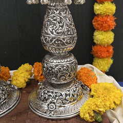 Vriksham Antique Oxidized Silver Traditional Lamp / Samai for Puja Rituals-RG190