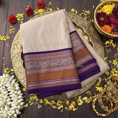 Vriksham Beige Elegance With Purple Kanchi Silk Saree-VS4758