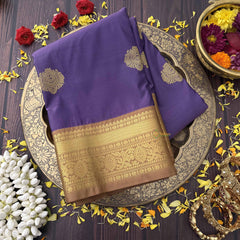 Vriksham Purple Grace Podi kattam With Gold Zari Kanchi Silk Saree-VS4759