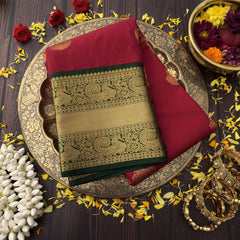 Vriksham Rich Red Podi kattam With Gold Zari Kanchi Silk Saree-VS4760