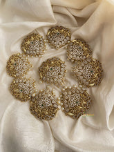 Gold Alike AD Stone Dual Peacock Jada Billai with Beads - G11438