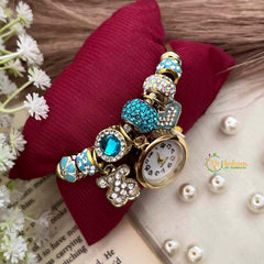 Vriksham Pandora Moments Style Charm Bracelet Watch-Blue-G21967