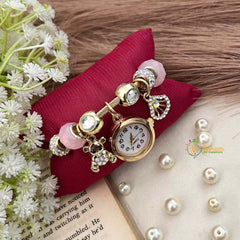 Vriksham Pandora Moments Style Charm Bracelet Watch-Pink-G21966