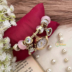 Vriksham Pandora Moments Style Charm Bracelet Watch-Pink-G21966