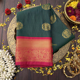 Vriksham Green Podi kattam With Red Kanchi Silk Saree-VS4756