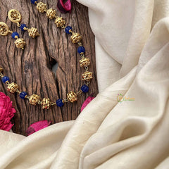 Vriksham Antique Gold Ball With Blue Circle Beaded Neckpiece-G20668