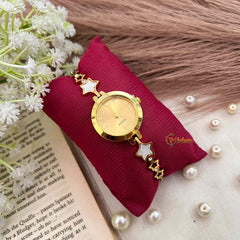 Vriksham Celestial Gold Charm Celestial & Gold Charm Inlay & Hollow Star Link Bracelet Watch-G21980