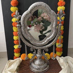 Vriksham Oxidized German Silver Traditional Mirror -RG247