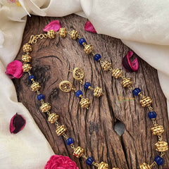 Vriksham Antique Gold Ball With Blue Circle Beaded Neckpiece-G20668