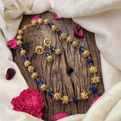 Vriksham Antique Gold Ball With Blue Circle Beaded Neckpiece-G20668
