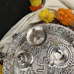 Vriksham Oxidized Traditional Pooja Thali | Pooja Decor and Gifts-3 Gajukh and Ghungroo-RG250
