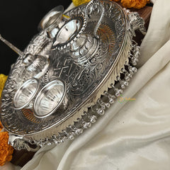 Vriksham Oxidized Traditional Pooja Thali | Pooja Decor and Gifts-3 Gajukh and Ghungroo-RG250