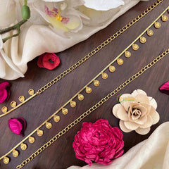 Vriksham Pear Drop Style CutWork Champ Gold-Finished Hip Chain-G21350