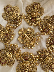 Premium Gold Look Alike Dual Peacock Lakshmi Jada Billai - G11435