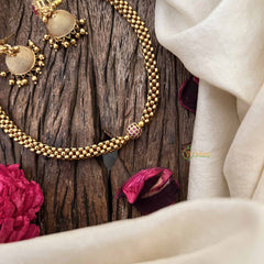 Vriksham Classic Maharashtrian Gold Look Red Ball Pendant Thushi Neckpiece-G20671