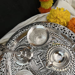 Vriksham Oxidized Traditional Pooja Thali | Pooja Decor and Gifts-RG252