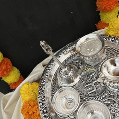 Vriksham Oxidized Traditional Pooja Thali | Pooja Decor and Gifts-RG252