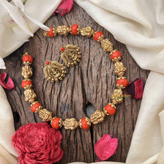 Vriksham Unique Lakshmi Idol Style Coral Beaded Neckpiece-G20672