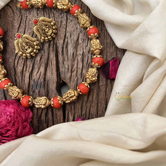 Vriksham Unique Lakshmi Idol Style Coral Beaded Neckpiece-G20672