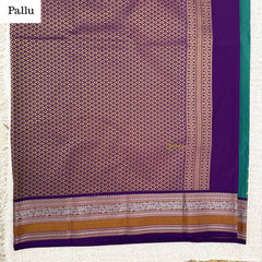 Vriksham Elegant Mint Green With Wine Dual Tone Zari Border Kanchi Silk Saree-VS4787