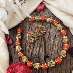 Vriksham Unique Lakshmi Idol Style Coral Beaded Neckpiece-G20672