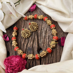Vriksham Unique Lakshmi Idol Style Coral Beaded Neckpiece-G20672