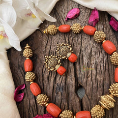 Vriksham Divine Nakshi Gold Look Style Coral Beaded Neckpiece-G20673