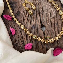 Vriksham Regal Antique Gold Beaded Neckpiece-Red Green-G20649