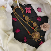 Vriksham Gold Look Alike Red Stone Lakshmi Pendant Neckpiece-G17027