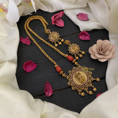 Vriksham Gold Look Alike Red Stone Lakshmi Pendant Neckpiece-G17027