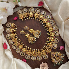Vriksham Kundan Jadau Dual Peacock With Lakshmi Coin Style Neckpiece-White-J2999