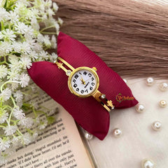 Vriksham Gold Dainty Bangle Watch & Round Face with Crystal Accents Watch-G21975