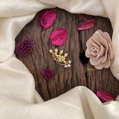 Vriksham Designer Red White AD Stone Nath / Nose pin-Pearl-G15889