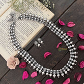 Premium Antique Oxidized German Silver Long Haram-S959